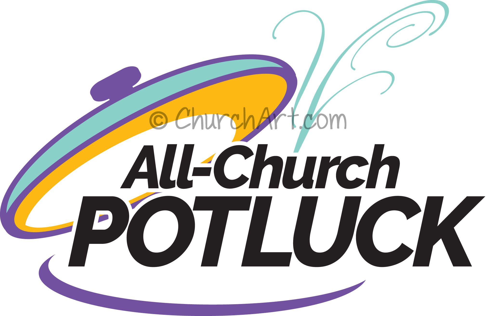 Clip-art image of pot for all-church potluck or church supper for church bulletin or church newsletter
