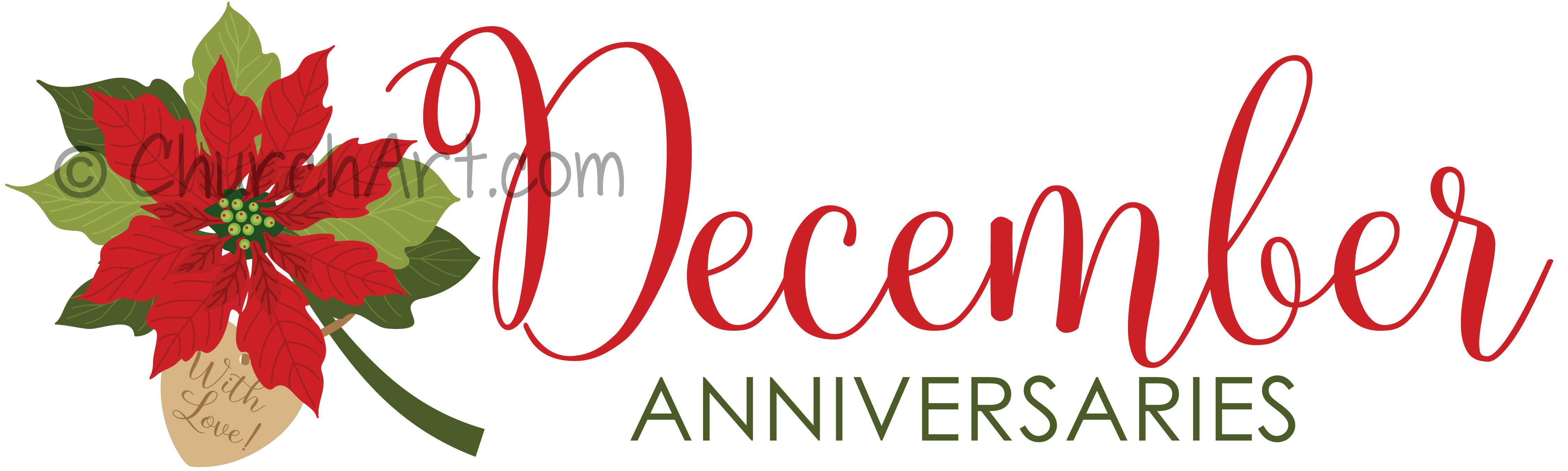 Clip art image for church anniversaries in the month of December