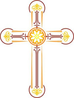 Decorative yellow and orange cross clip-art.