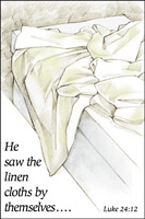 Easter Bulletin Cover with the Linen cloths by themselves Luke 24:12 Caption
