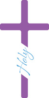 Purple Cross Clipart with Holy script.