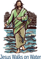 Jesus Walks on Water Clipart illustration