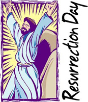 Jesus emerges from the Empty Toom on Resurrection Day Clipart