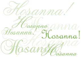 Palm Sunday Clip Art Image with Hosanna caption repeated