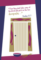 Passover Clip-Art Referencing Exodus 12 with a doorpost and lentils marked with blood