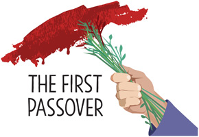 Passover Clip-Art image of branches painting a swath of blood as over a doorpost