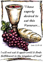 Passover Clip-Art Image of Cup, grapes and bread with Luke 22:15 scripture reference