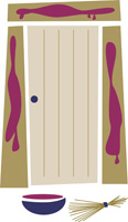 Passover Clip-Art of a door with doorposts and lentils marked with blood