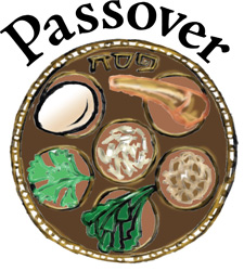 Passover Clip-Art Image of a Seder Meal on a round plate