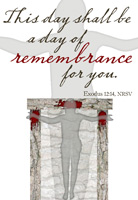 Passover Clip-Art with Exodus 12:14 scripture reference and doorposts with blood that appears as a figure on a cross