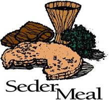 Passover Clip-Art Image of bread and the cup with Seder Meal caption