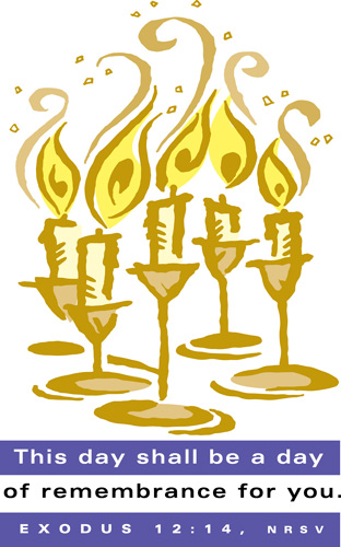 Passover Clip-Art Image of candles with This Day shall be a day of remember for you caption