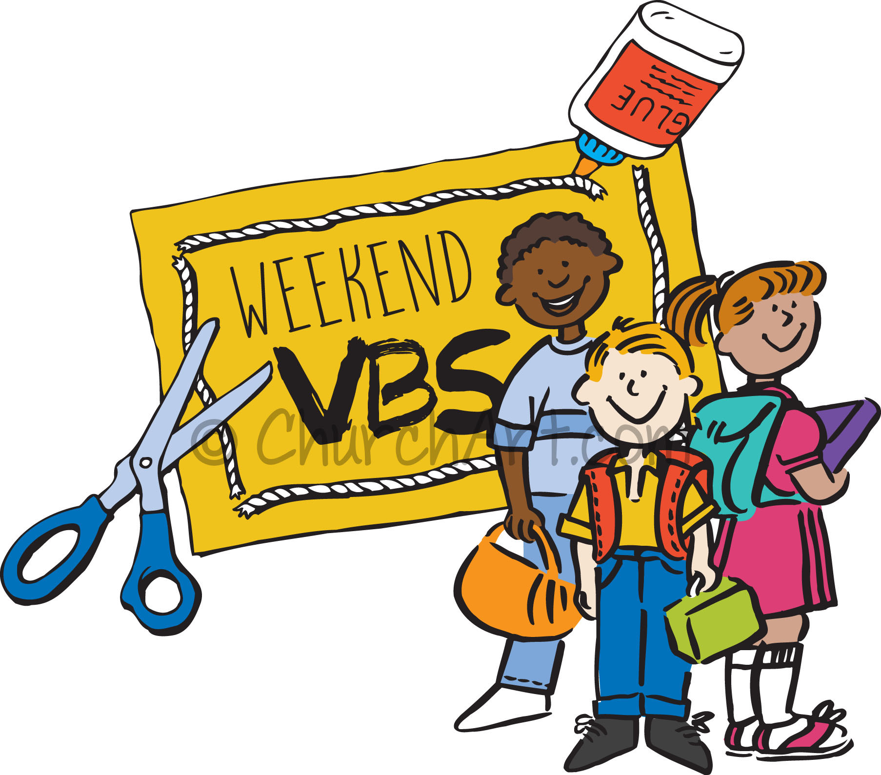 Children clipart image for weekend Vacation Bible School